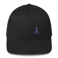Cancer and Alzheimer's Awareness Twill Fitted Hat with Purple Ribbon
