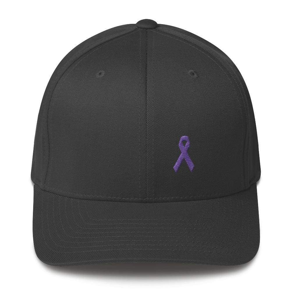 Cancer and Alzheimer's Awareness Twill Fitted Hat with Purple Ribbon