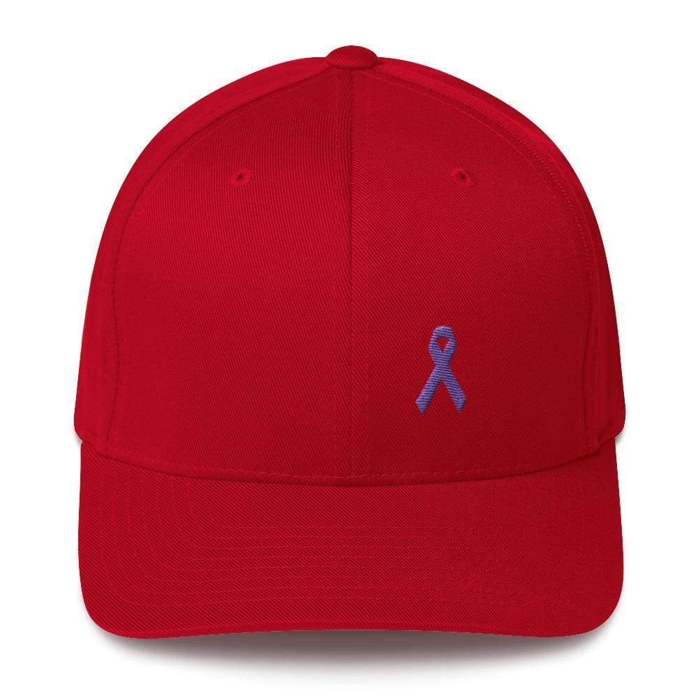 Cancer and Alzheimer's Awareness Twill Fitted Hat with Purple Ribbon
