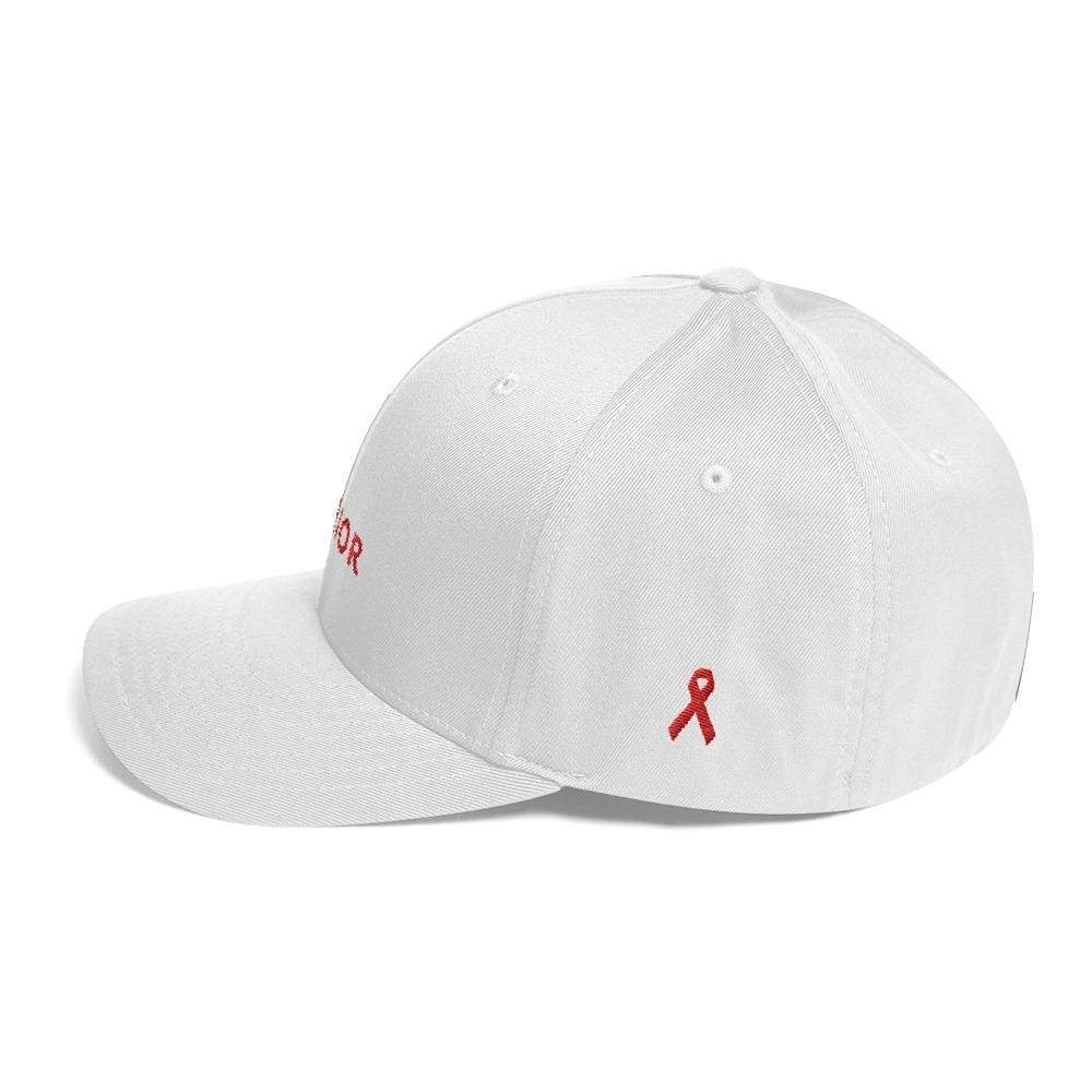 HIV/AIDS or Blood Cancer Awareness Twill Fitted Hat with Red Ribbon and Warrior