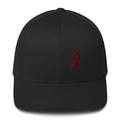 Multiple Myeloma Awareness Twill Fitted Hat with Burgundy Ribbon