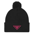Women's Hero Pom Pom Knit Hat in Black & Pink