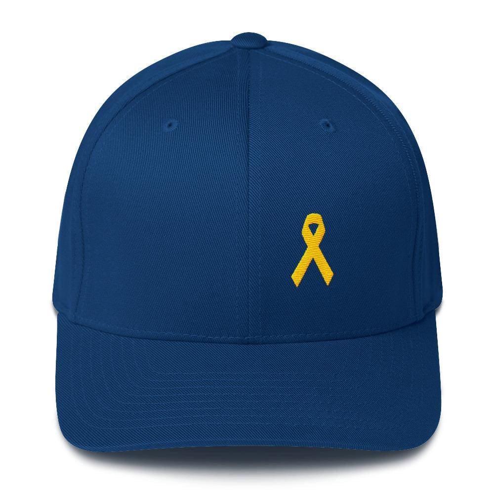 Yellow Ribbon Twill Fitted Hat for Sarcoma Awareness, Military Causes, and Suicide Prevention
